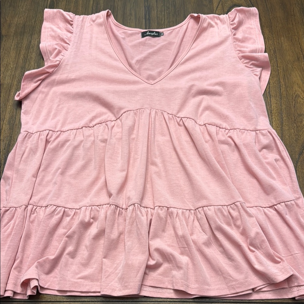 Pink Ruffle Sleeve Top